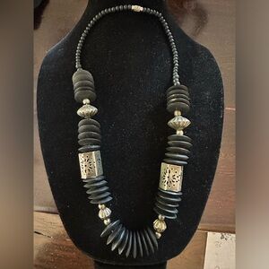 Vintage African Style Beaded Disc Necklace